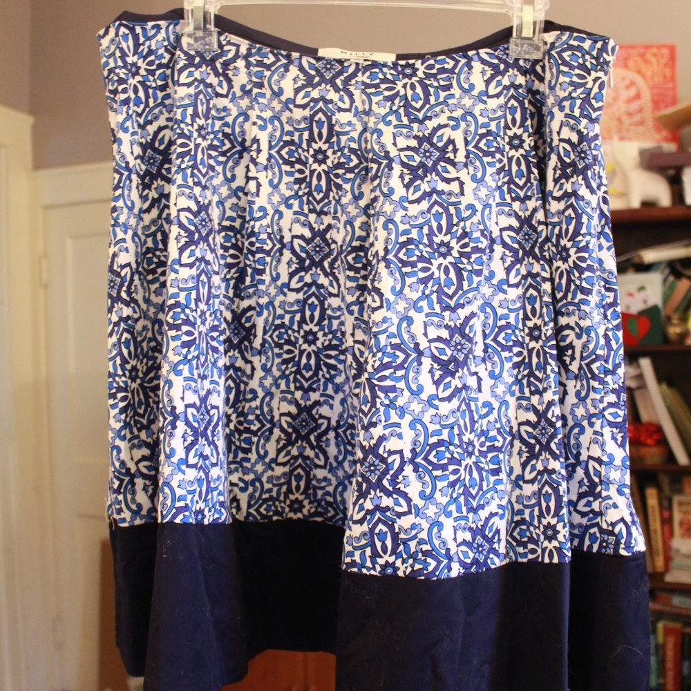 Milly Design Nation Geometric Floral Pleated Skirt